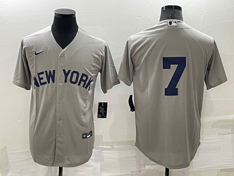 Cheap Men New York Yankees 7 No Name Grey Game 2022 Nike MLB Jersey